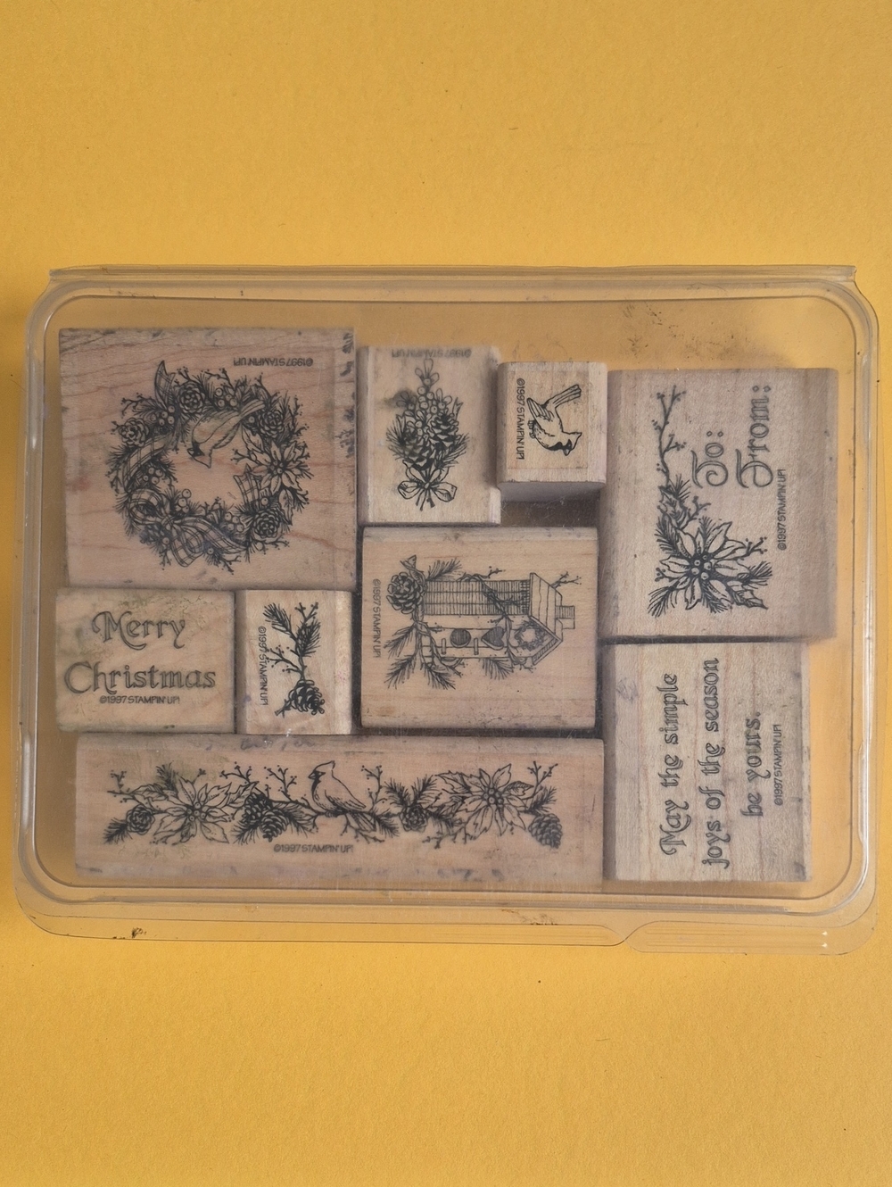 Stampin' Up! Wooden Christmas Stamp Set - Black Ink Designs
